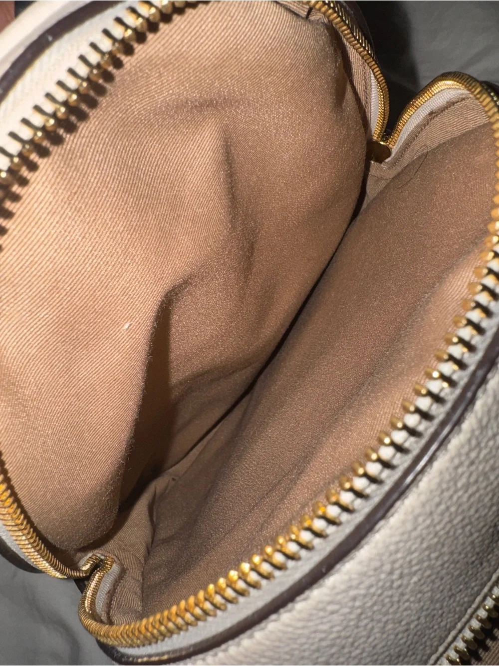 Coach Pebble Leather Mini Backpack in Cream with Black Straps